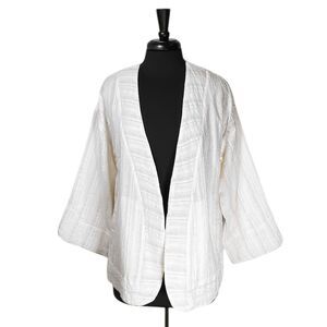 Hei Hei Anthropologie Women's Cardigan Cream Glitter Striped Open Front Jacket S
